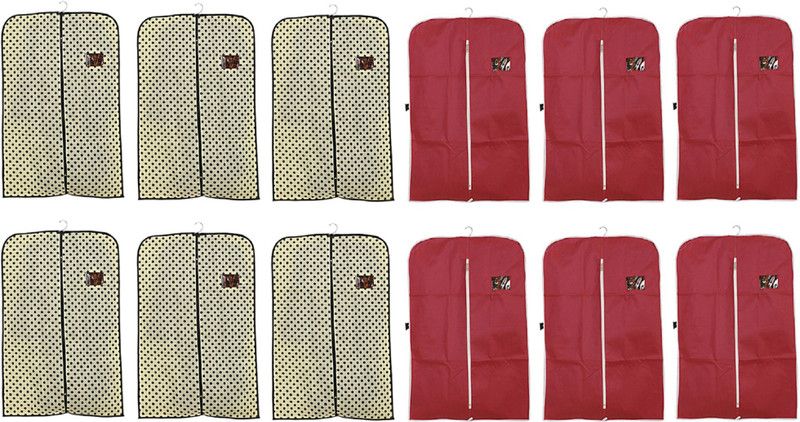 KUBER INDUSTRIES Coat cover 12 Pieces Non Woven Coat/Blazer Cover (Maroon & Cream) CTKTC02495  (Multicolor)