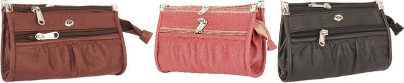 Casual, Formal, Party, Sports Pink, Black, Brown Clutch - Regular Size  (Pack of: 3)