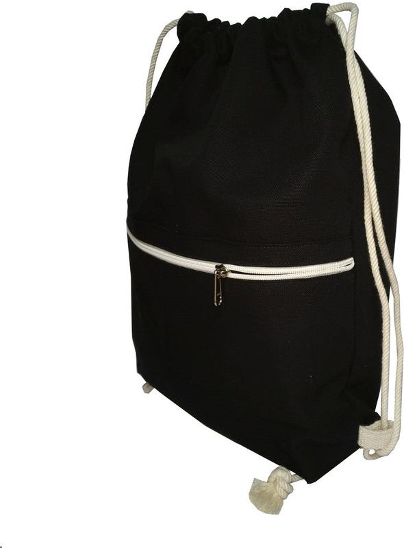 Medium 30 L Laptop Backpack Premium quality Stylish Canvas drawstring Bagpack with adjustable handle rope.  (Black)