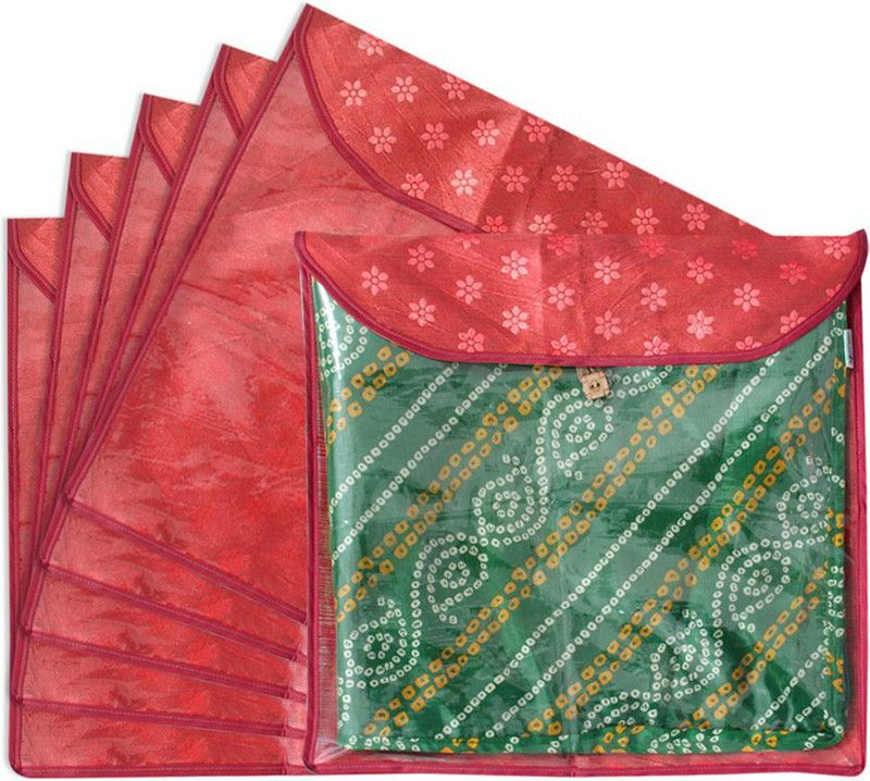 PrettyKrafts Single saree cover Floral Print Single Saree cover For Store Saree shopsy_F1627_SC_Red_6  (Red)