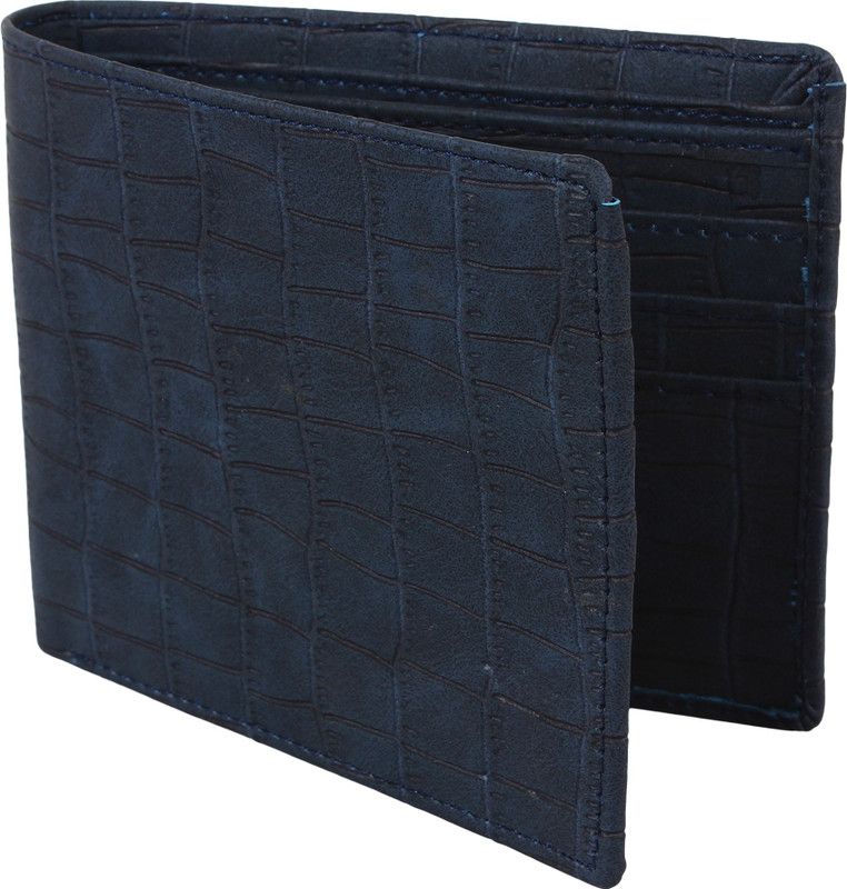 Men Blue Artificial Leather Wallet - Mini  (6 Card Slots)