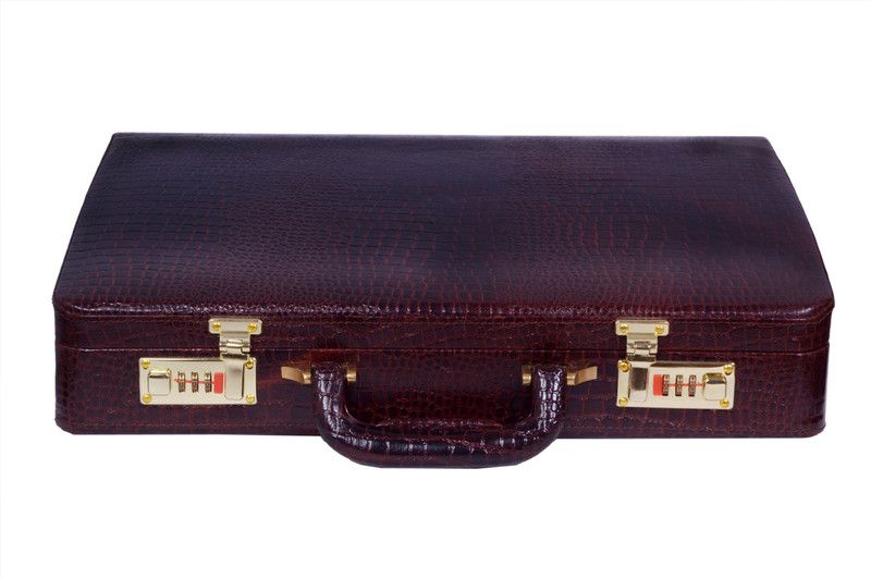 GENUINE LEATHER CROCODILE PRINT VINTAGE STYLE MEN HARD BRIEFCASE Medium Briefcase - For Men  (Brown)