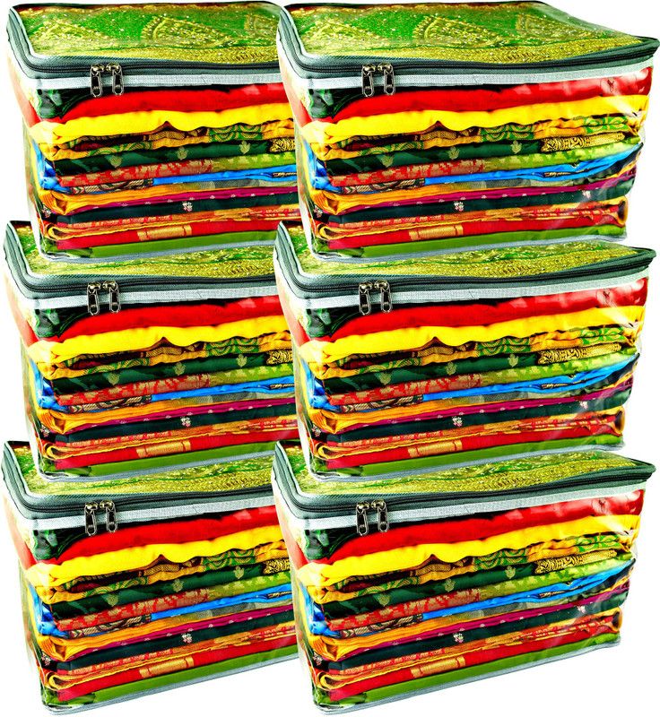 SP EXPORTS Garment Covers Multipurpose High Quality LargeTransparent Garment Covers,Saree Cover, Salwar, Kurti Suit Bag and Bed Sheets Cover (Pack of 6) 021  (Transparent)