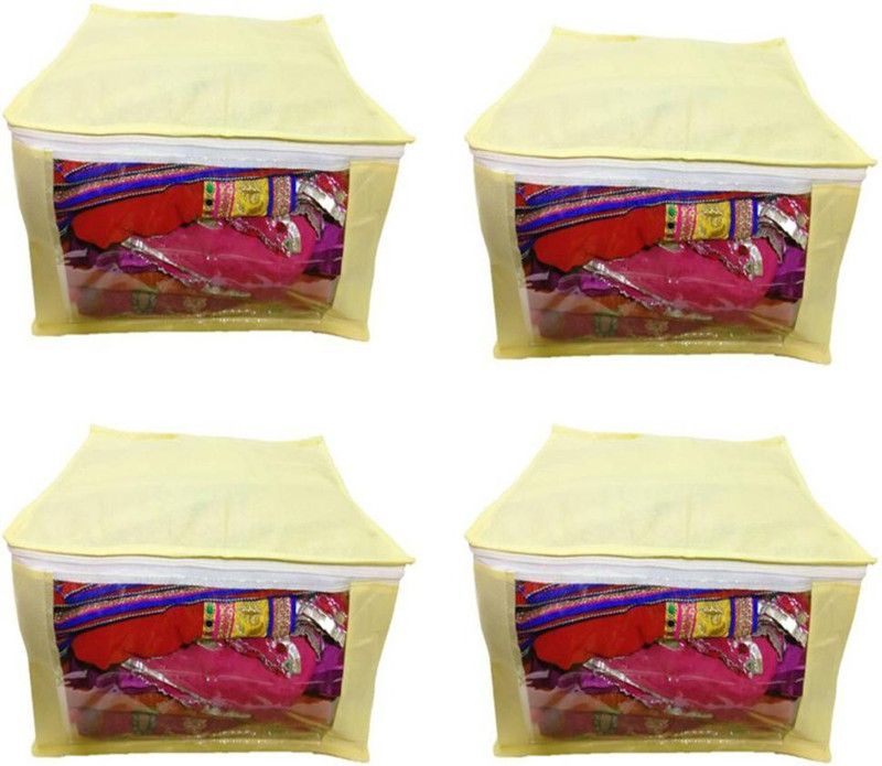 Aadhya Designer Non Woven 4 Saree Cover SAREECOVERS4  (Yellow)
