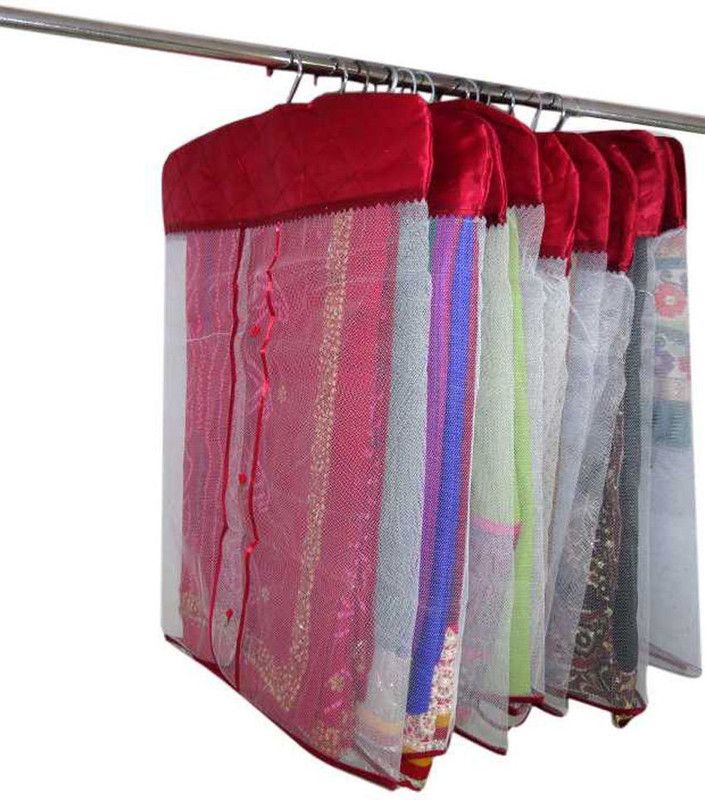 KUBER INDUSTRIES Designer Single Satin Hanging saree Cover 12 Pcs Combo Mku204  (Maroon)