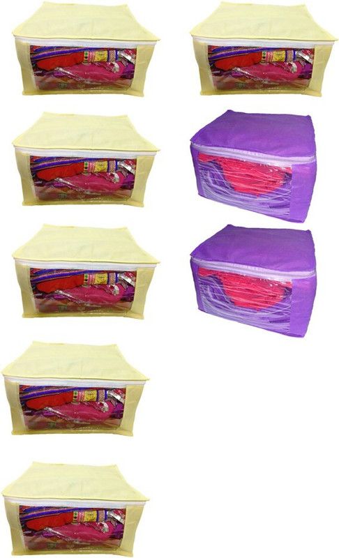 Aadhya combo Non Woven Saree Cover pack of 8 p  (Multicolor)