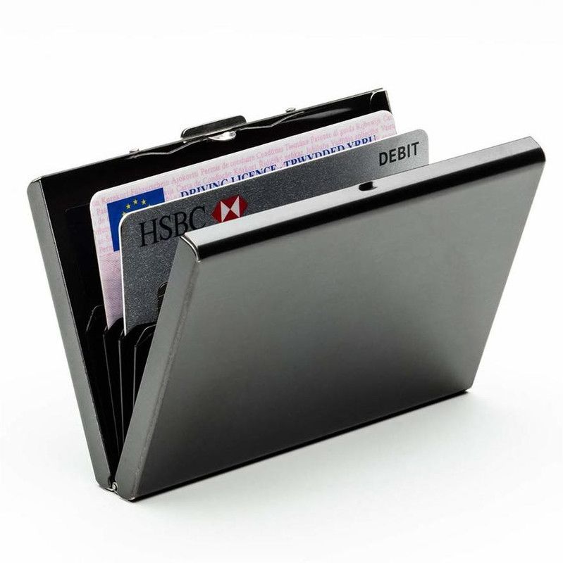 V-YOG Black Metal Unisex Exclusive Card Holder For Men & Women 8 Card Holder  (Set of 1, Black)