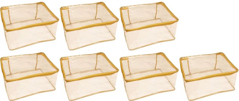 CLASSECRAFTS Garments Cover Pack of 7pc saree cover Transparent Big Saree/Blouse & Peticot Cover Transparent Big Saree/Blouse & Peticot Cover  (Gold)