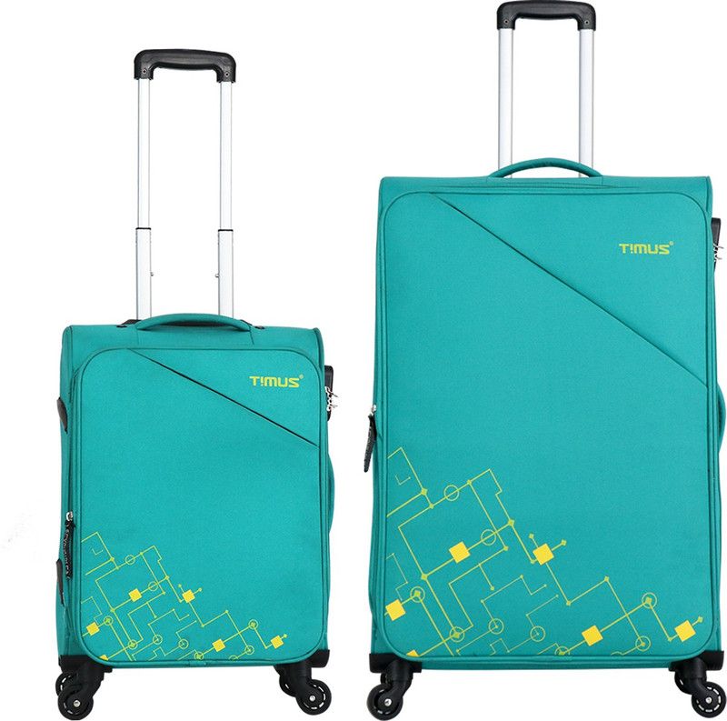 Soft Body Set of 2 Luggage - Flash Trolley 4 Wheel Luggage Suitcase - Green