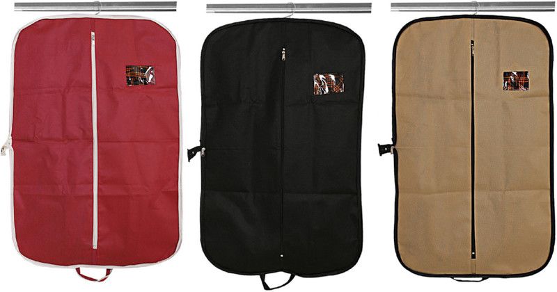 KUBER INDUSTRIES Coat cover 3 Pieces Foldable Non Woven Coat/Blazer Cover (Black, Brown & Maroon) CTKTC02474  (Multicolor)