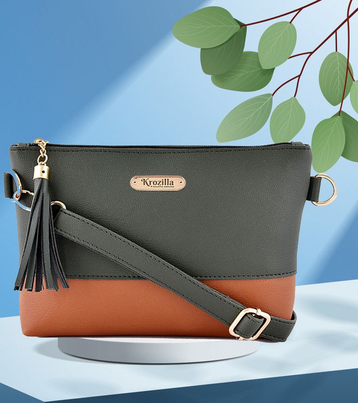 Green Sling Bag Women Green stylish Sling Bag with Dual Pockets