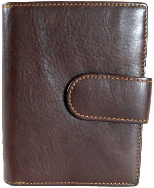 Men Casual Brown Genuine Leather Wallet - Regular Size  (8 Card Slots)