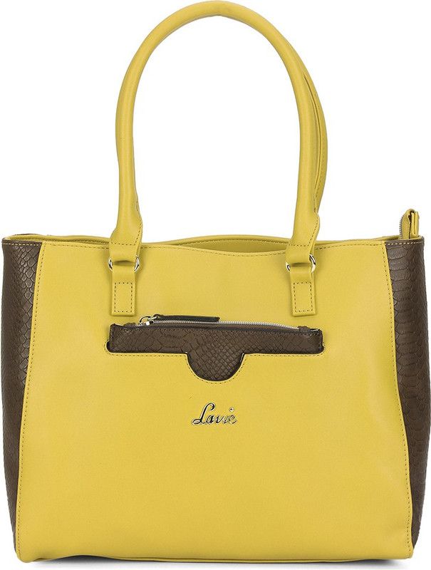 Women Yellow, Brown Tote - Extra Spacious