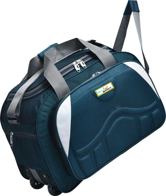 60 L Strolley Duffel Bag - Unisex Waterproof Polyester Lightweight 60 L Luggage Bag with 2 Wheels - Green - Large Capacity