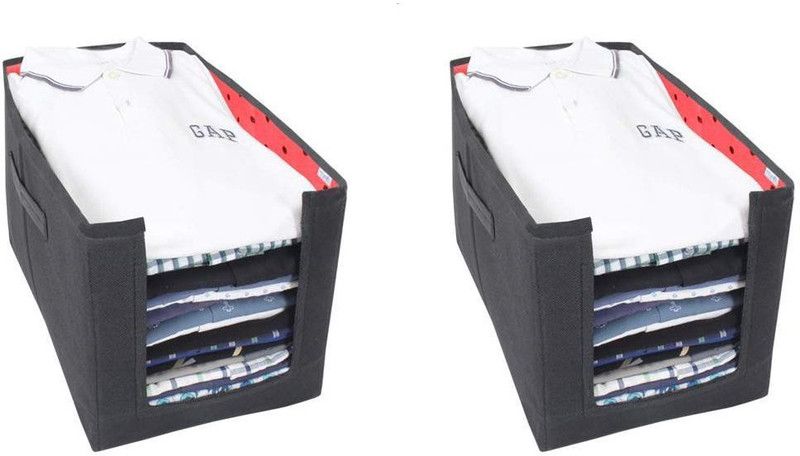 ARY NA Shirt Stacker Set of 2 - Closet Organizer - Shirts and Clothing Organizer AR-SHRT02=ORG  (Black, Red)