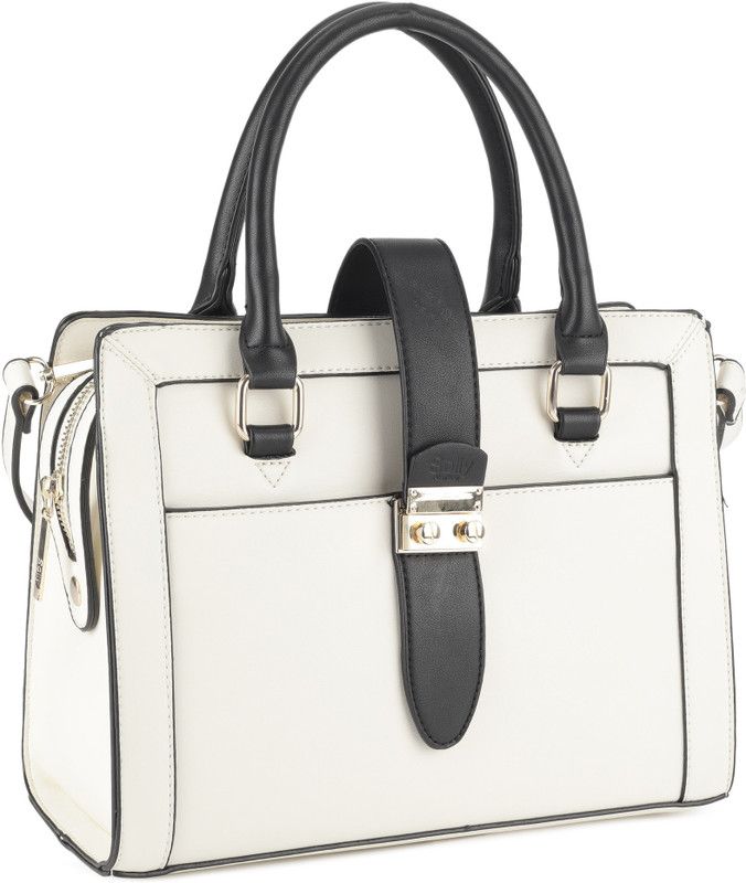 Girls White, Black Hand-held Bag - Regular Size