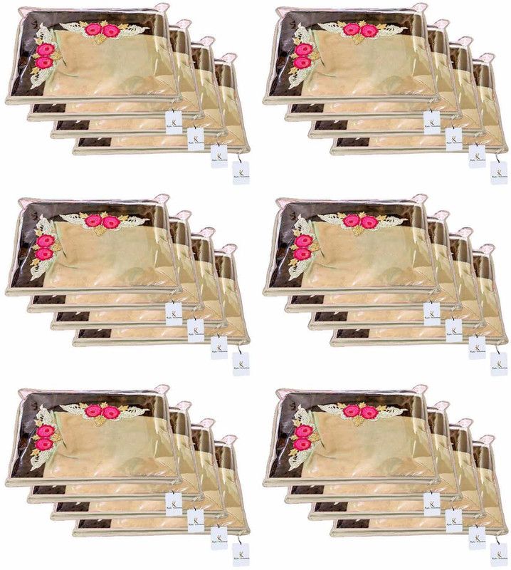 KUBER INDUSTRIES Plain Non Woven Single Packing Saree Cover 24 pcs Set (Ivory) ,CTKNEW122 CTKNEW0122  (Ivory)