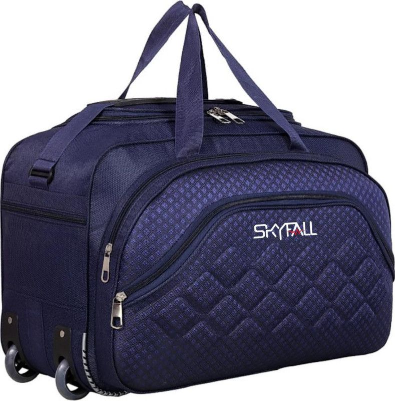60 L Strolley Duffel Bag - Epoch Nylon 60 litres Waterproof Strolley Duffle Bag- 2 Wheels, BLUE - Blue - Large Capacity