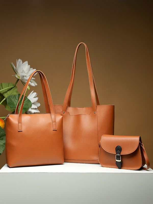 Women Tan Tote  (Pack of: 3)