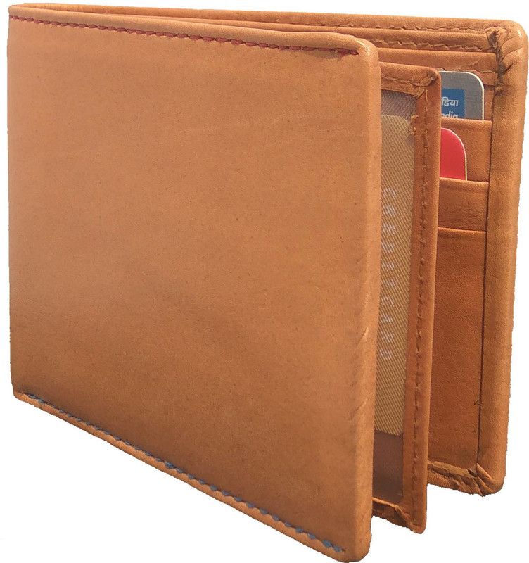 Men Tan Genuine Leather RFID Wallet - Mini  (10 Card Slots)