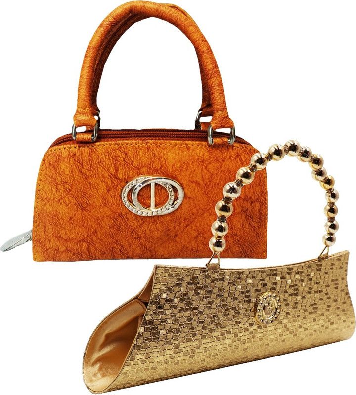 Sports, Party, Formal, Casual Tan, Gold Clutch - Regular Size  (Pack of: 2)