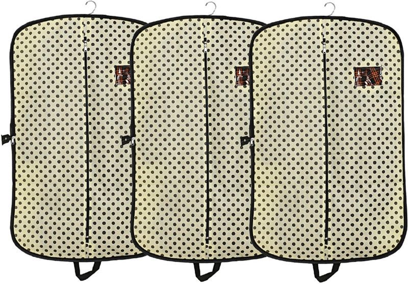 KUBER INDUSTRIES Coat cover 3 Pieces Foldable Non Woven Coat/Blazer Cover (Cream) CTKTC02418  (Cream)