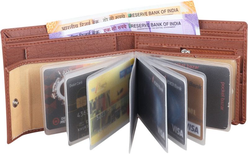 Men Casual Brown Artificial Leather Wallet - Regular Size  (10 Card Slots)