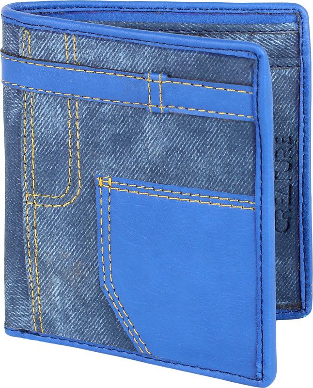 Men Casual Blue Artificial Leather Wallet - Mini  (6 Card Slots)