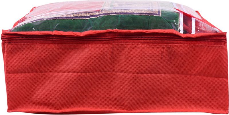 Bulbul saree cover red bow 1 red bow 1  (Red)