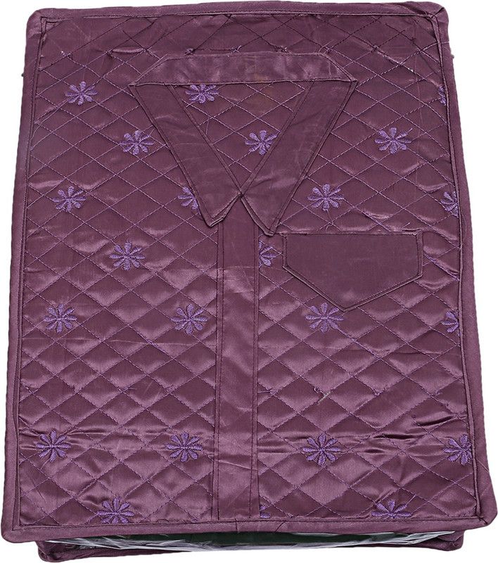 KUBER INDUSTRIES Embroidry Design 3 Layered Quilted Satin Shirt Cover (Purple) -CTLTC10590 CTLTC010590  (Purple)
