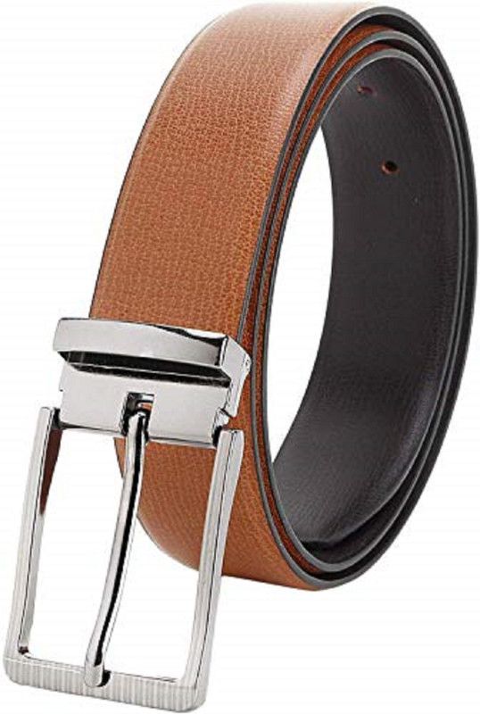 Men Evening, Formal, Casual, Party Black, Yellow Artificial Leather Reversible Belt