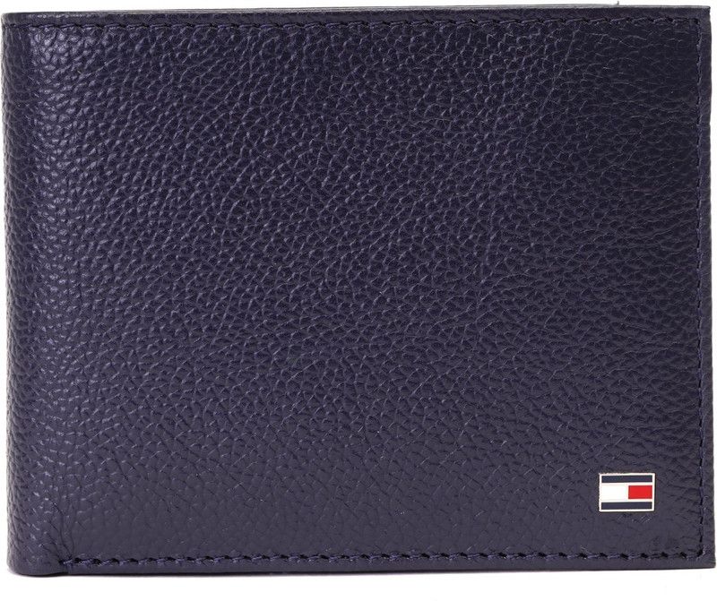 Men Casual Blue Genuine Leather Wallet - Regular Size  (4 Card Slots)