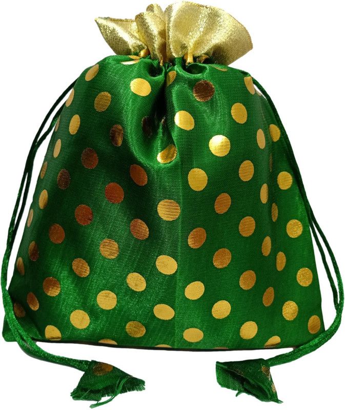 Girls Green, Gold Potli  (Pack of 5)