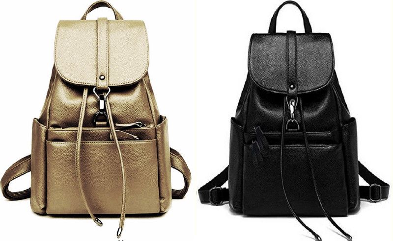Latest Pu Leather Trendy Backpack Used For Women & Girls Backpack 7 L No Backpack  (Beige, Black)