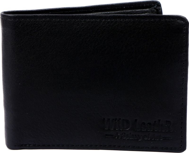Men Black Genuine Leather Wallet - Mini  (10 Card Slots)