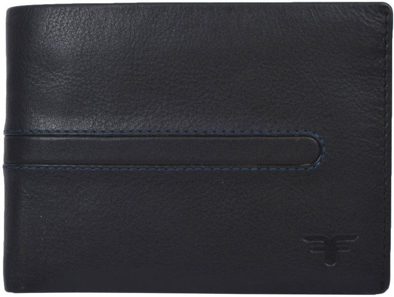 Men Black Genuine Leather Wallet - Regular Size  (9 Card Slots)