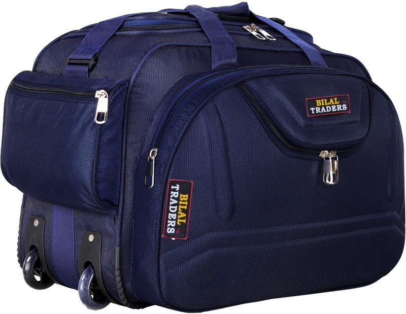 55 L Strolley Duffel Bag - SUPER QUALITY DUFFEL TRAVEL CABIN SIZE LUGGAGE WATER PROOF 22 INCH BAG FOR MEN AND WOMEN WITH WHEELS AND LIGHT WEIGHT FOLDING BAG LBH 22*12*15 INCH - Blue, Blue - Regular Capacity