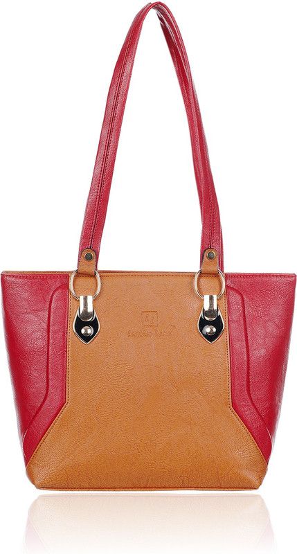 Women Tan, Red Shoulder Bag - Regular Size