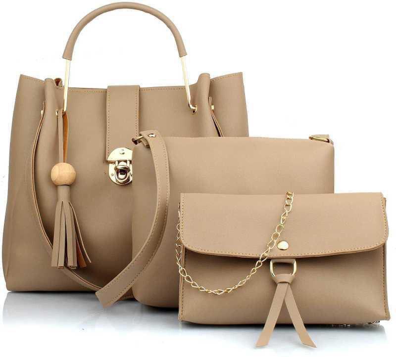 Women Beige Sling Bag - Extra Spacious  (Pack of: 3)