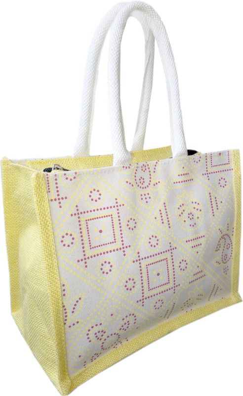 Women Yellow, White Shoulder Bag - Regular Size