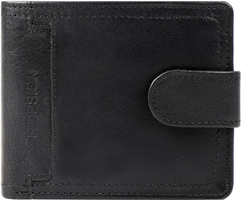 Men Black Genuine Leather Wallet - Regular Size  (1 Card Slot)