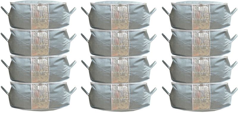 KUBER INDUSTRIES Underbed Storage Bag, Storage Organiser,Blanket Cover Set of 12 Pcs - Grey (Extra Large Size With Handle)  (Grey)