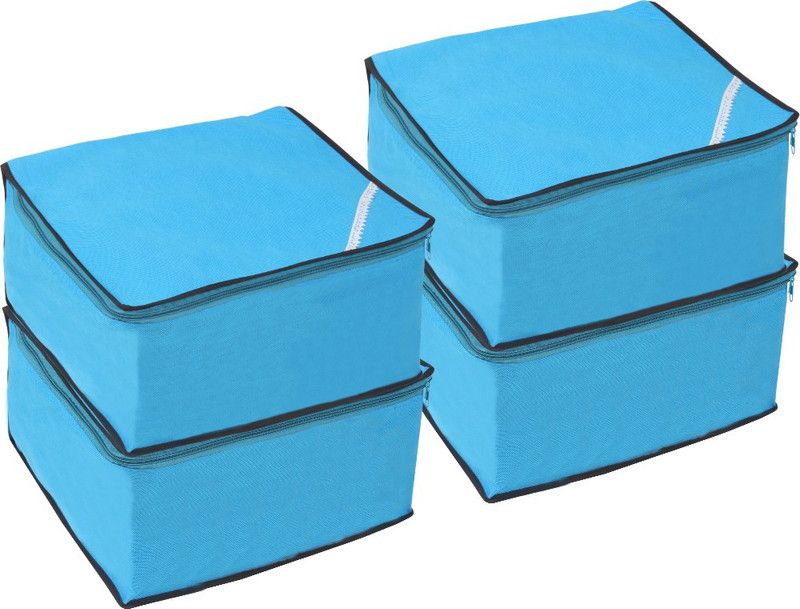 PrettyKrafts Saree orgonizer Saree Storage Bag With Zip, Wardrobe Organiser, Clothes Cover & Storage shopsy_F1293_Blue4_PK  (Blue)
