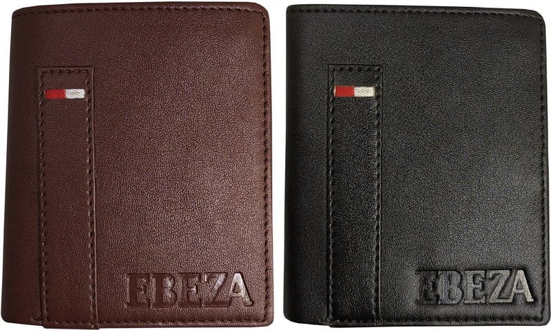 Men Casual Brown, Black Artificial Leather Wallet - Mini  (3 Card Slots, Pack of 2)