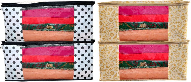 ANNORA INTERNATIONAL Saree cover/ Travel Bag/ Clothes cover Designer Multi Combo Non Woven fabric saree cover/Travel bag/cloth Cover Pack of 4 saree cover/ Storage box/ cloth pouch/Cloth Cover  (Multicolor)