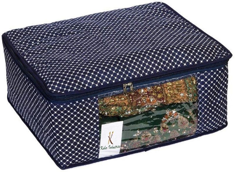 KUBER INDUSTRIES Polka Dots Cotton Hathkadi Print Saree Cover (Dark Blue) CTKTC2010 CTKTC02010  (Dark Blue)