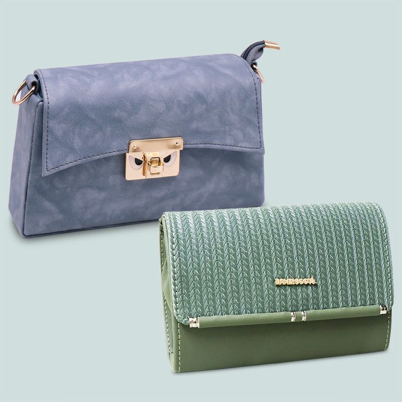 Blue, Green Sling Bag EY NAINTA LIGHT BLUE RODDY GREEN SLING BAG FOR WOMEN  (Pack of 2)