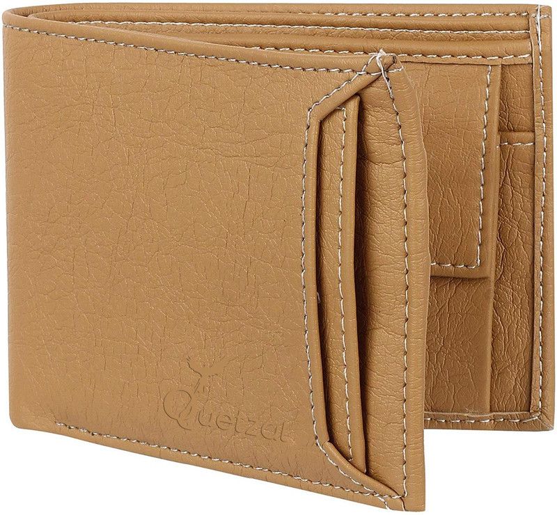 Men Beige Artificial Leather Wallet - Regular Size  (7 Card Slots)