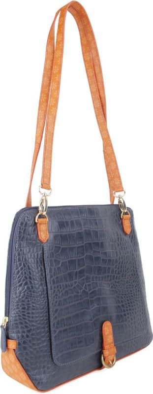 Women Blue, Tan Hand-held Bag - Extra Spacious