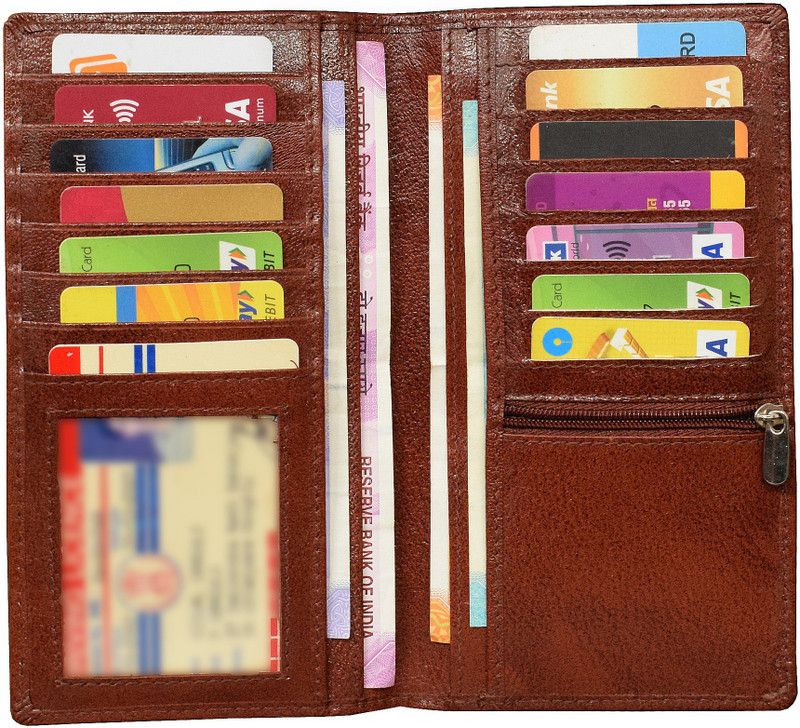 Men Maroon Genuine Leather Card Holder - Regular Size  (13 Card Slots)